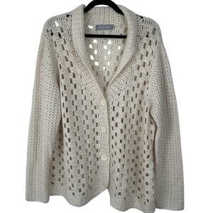 Modern Soul Cream Loose Knit Cardigan Sweater XL shawl collar chunky knit